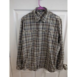 Rohan Plaid Technical Shirt Mens Brown Grey Long Sleeve Vented - Size M